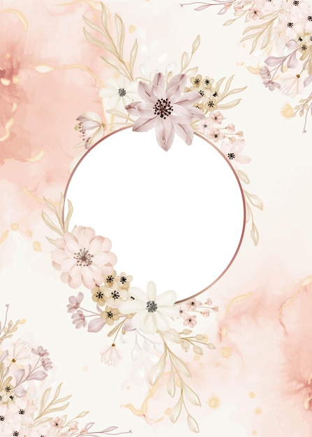 Vector floral frame flower soft with white space watercolor