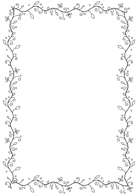 Vector floral frame hand drawing