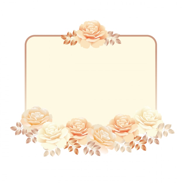 Vector floral frame for invitation background. pearl color yellow rose vector illustration