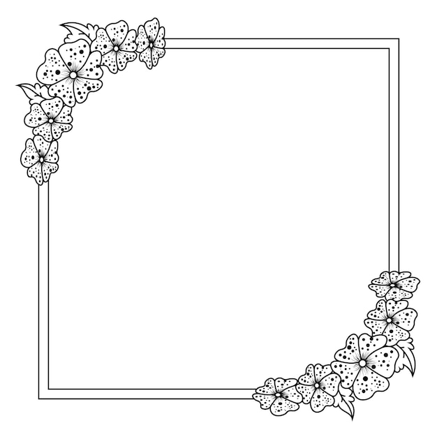 Vector floral frame for invitation card flower border elements premium vector outline