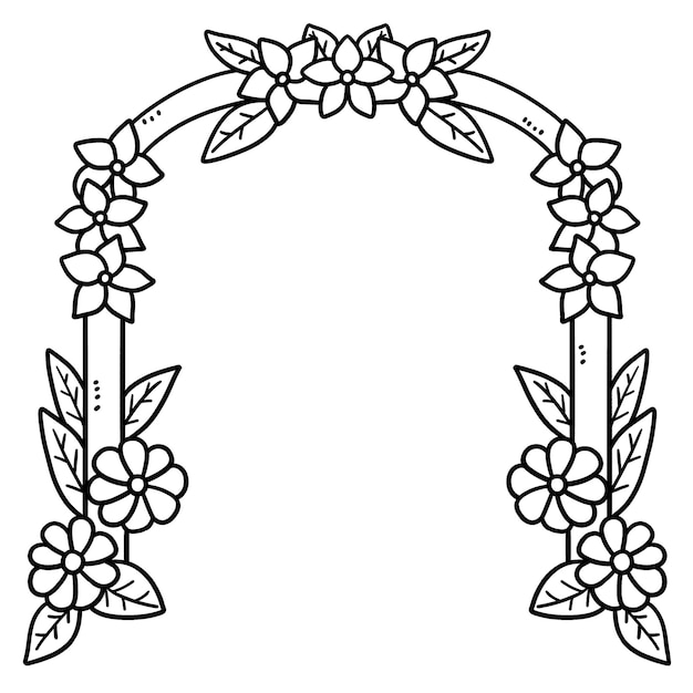 Floral Frame Isolated Coloring Page for Kids