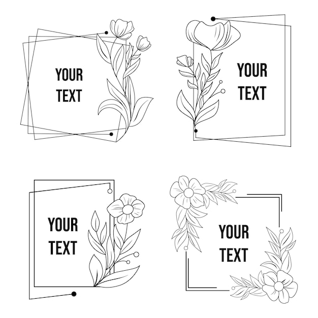 Floral frame line art botanical branches