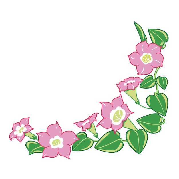 Vector floral frame made of dipladenia flowers