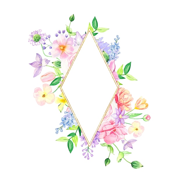 Floral frame met aquarel lila bloemen achtergrond met lila