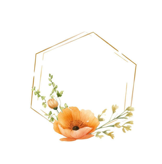 노란색 포피의 꽃 프레임 텍스트를 위한 꽃봉오리  ⁇ 터 일러스트레이션