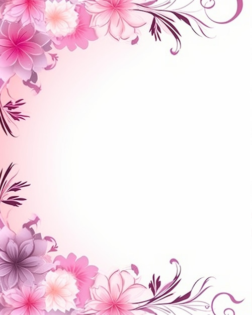 Floral Frame Pink on White