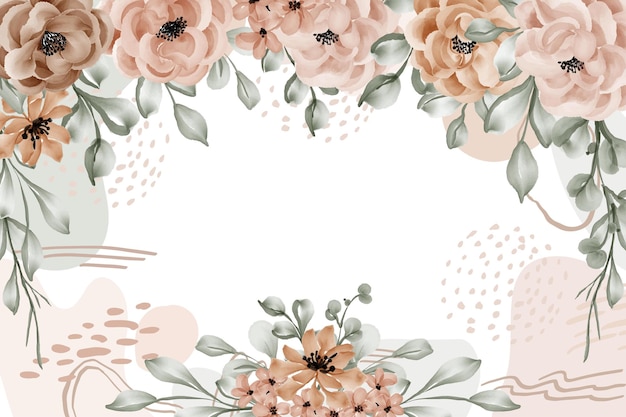 Floral frame rose leaves background with shape abstract