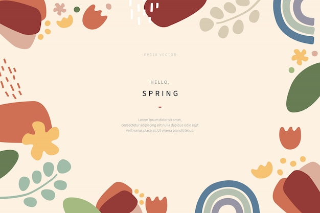 Vector floral frame, simple scandinavian background