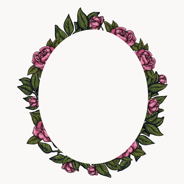 Floral frame. spring foliage composition, flower wreath circle arrangement.