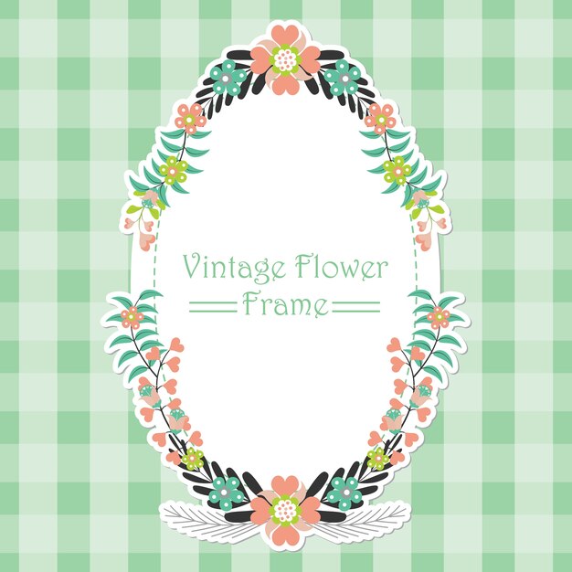Vector floral frame template with pink and tosca flowers wreath