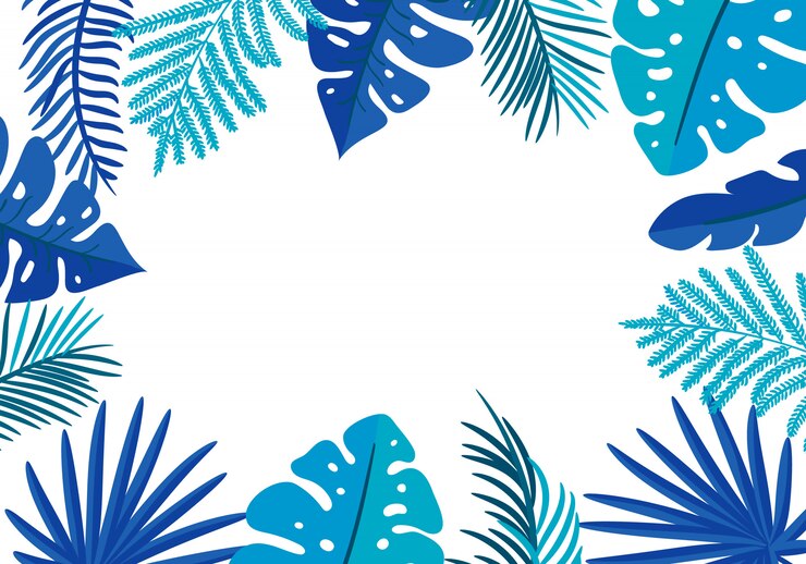 floral frame tropical leaves palm with place for text.