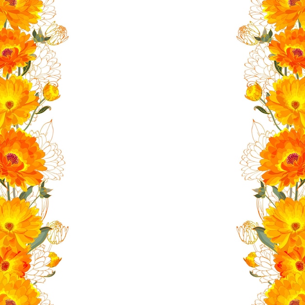 Floral frame van gele, oranje bloemen calendula