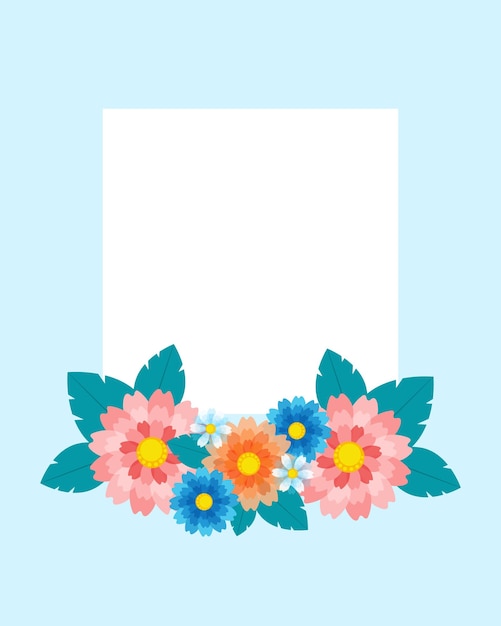 Floral frame versierd met bloemen vlakke stijl Vector vakantie kaartsjabloon