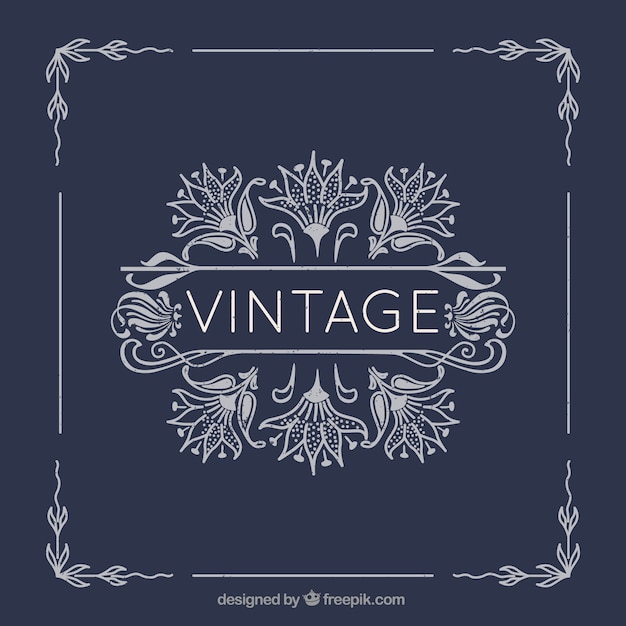 Vector floral frame in vintage style