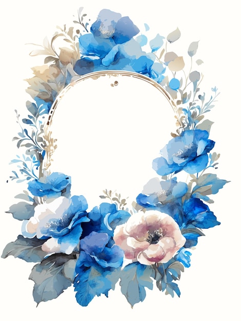 Floral frame watercolor style vector