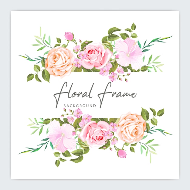 Floral frame wedding invitation template