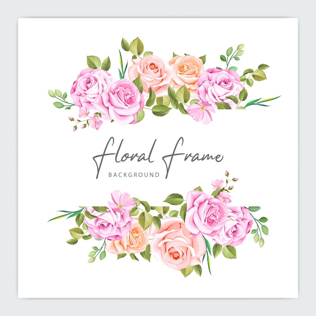 Floral frame wedding invitation template