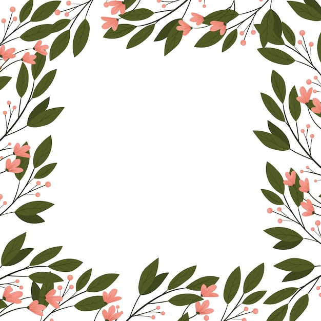 Vector floral frame on white background.