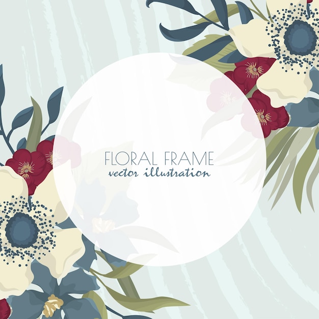 Floral frame with beautiful flowers