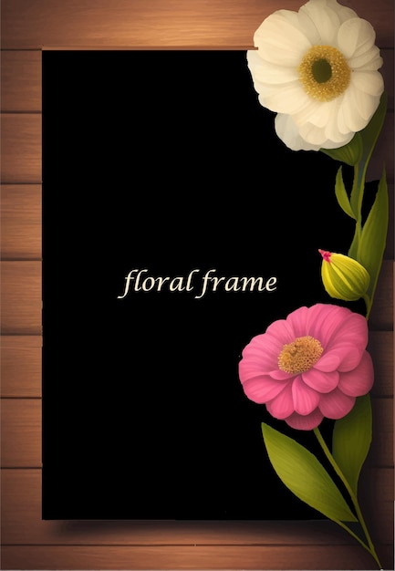 floral frame with black background