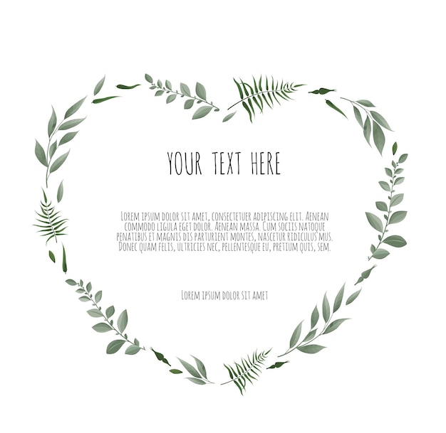 Vector floral frame with branches leaves foliage