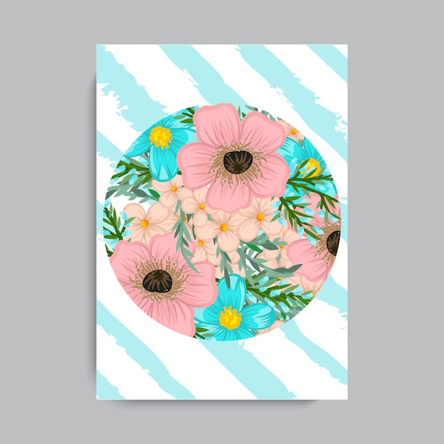 Floral frame with colorful flower.