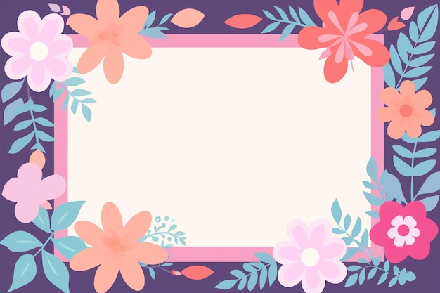 Floral Frame with Colorful Flowers