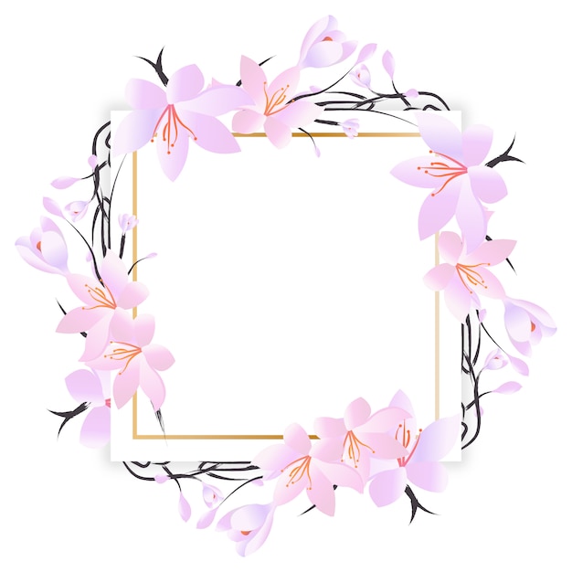 Vector floral frame with flowers