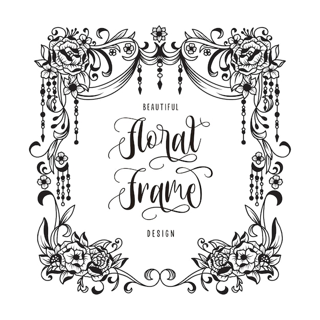 Vector floral frame with space in the midle