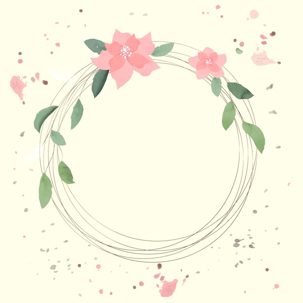 Floral frame with watercolor background