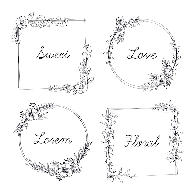 Floral frame with word collection