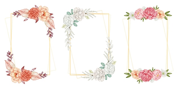 Floral frame wreaths. set of frame watercolor flowers