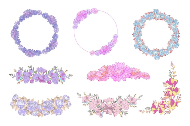 Vector floral frames and arramgements