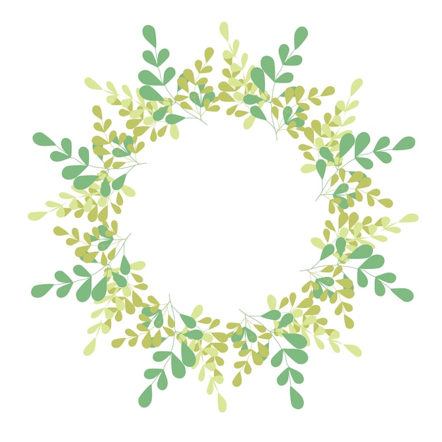 Floral Frames Round Shape Green Branches Leaves Botanical Illustration Wedding birthday