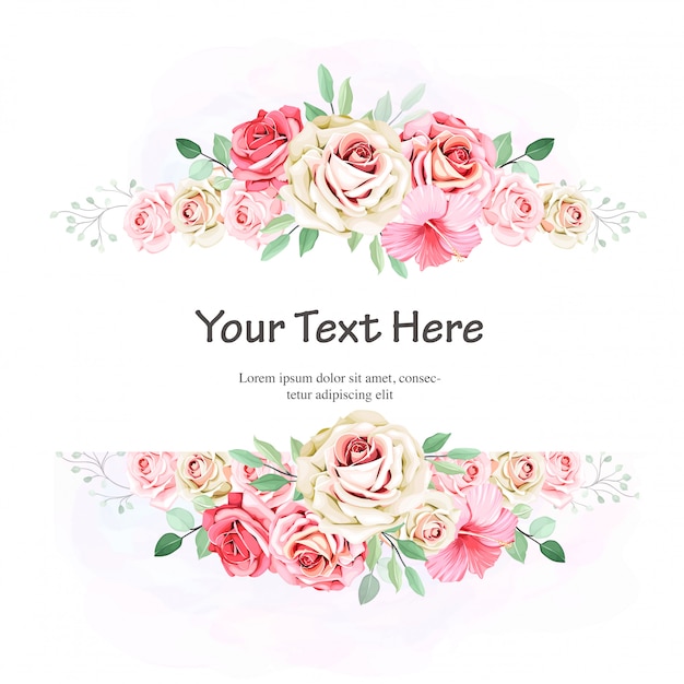 Vector floral frames with beautiful watercolor leaves template