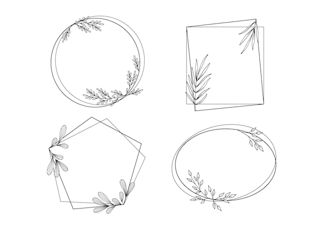 Floral frames with hand drawing leaves ornaments