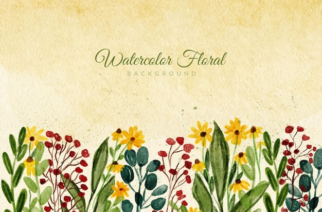 Floral garden background with watercolor hand painted