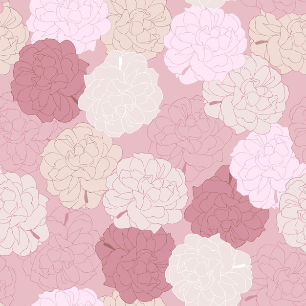 Floral gentle Seamless pattern with pink peonies flowers vector