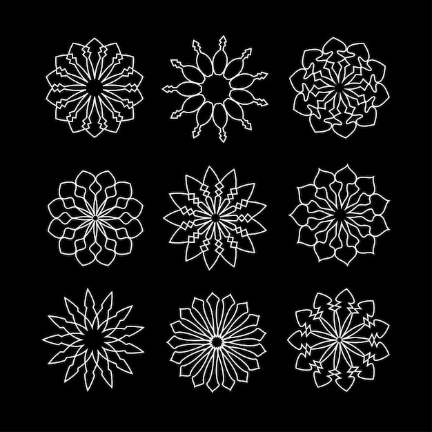 Floral geometric exotic element vector line