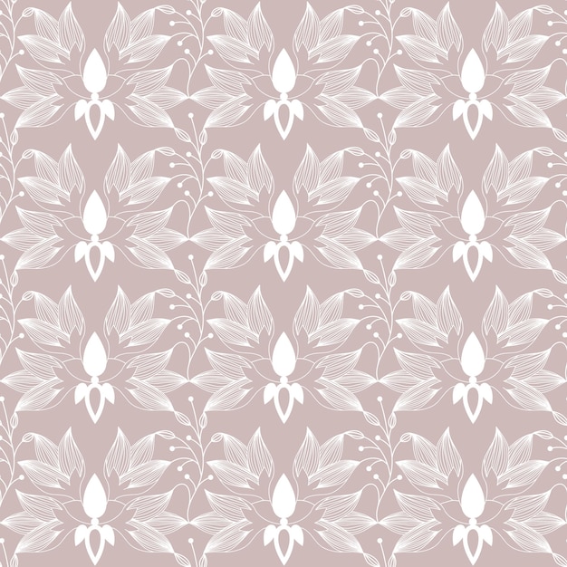 Floral geometric linear pattern on beige background