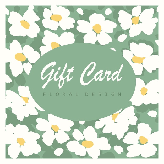 floral gift card template cute design with hand drawn flowers