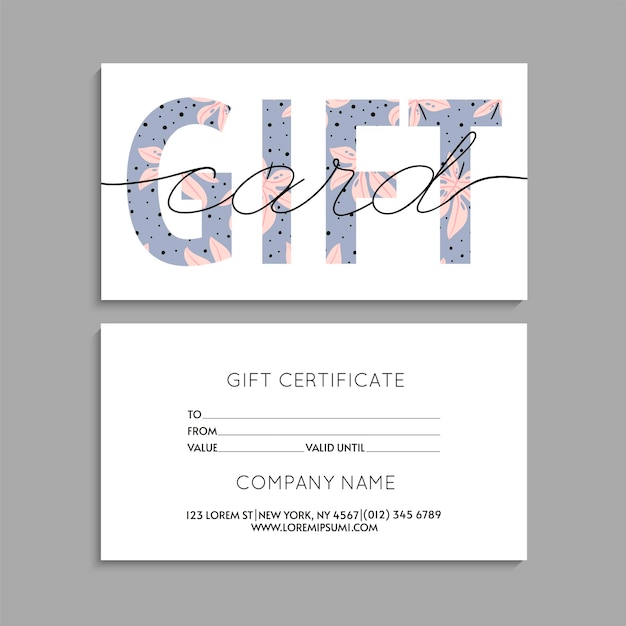 Floral gift card template