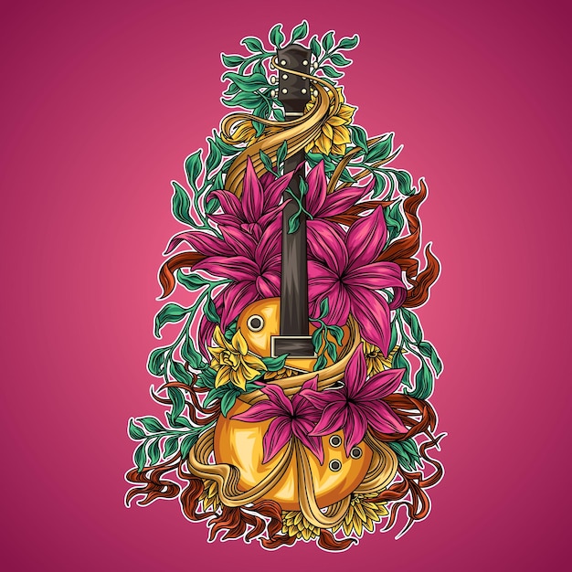 Floral gitar illustration