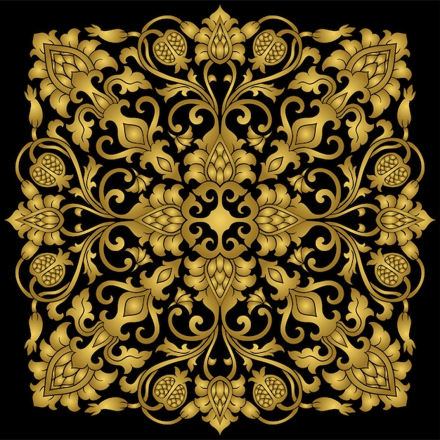 Vector floral golden medallion for design.