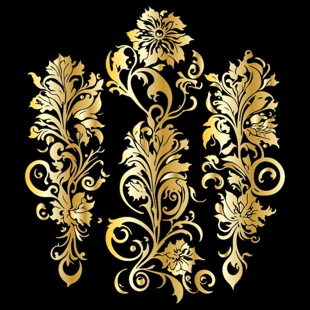 Floral Golden Ornament Vector Art Golden Floral Ornaments Floral Decorative Elements Vector