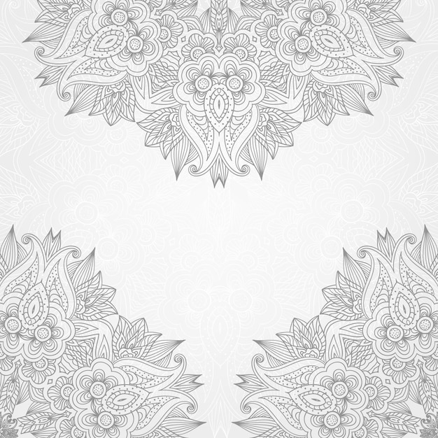 Floral hand drawing background with lace ornament