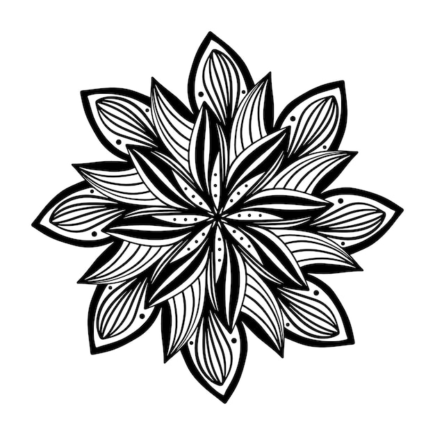 Floral hand drawn aster mandala flowers in doodle style Coloring page Chrysanthemum Lotus