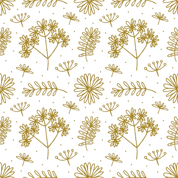 Floral  hand drawn doodle seamless pattern