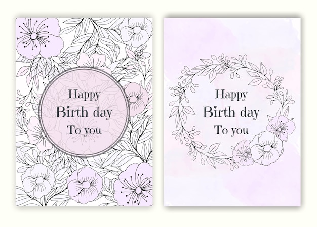 Floral hand drawn frame for a birth day invitation