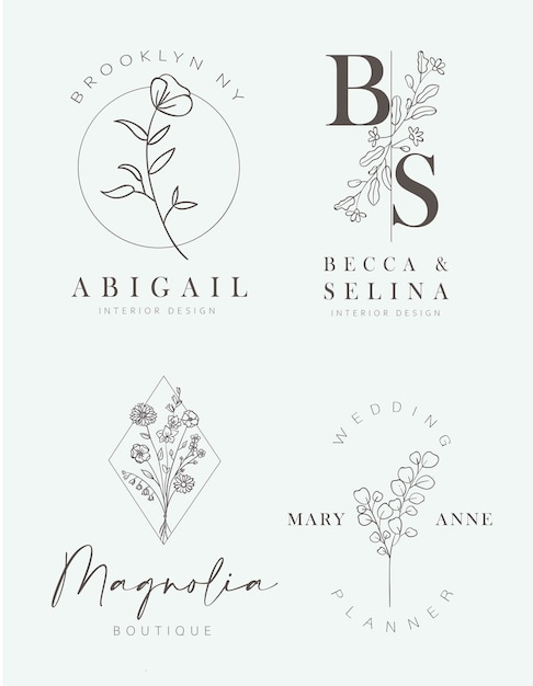 Vector floral hand drawn logo